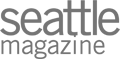 The image shows the logo for "seattle magazine," with the text in a simple, bold, and sans-serif font in gray.